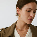 Rock Gemstone Spike Hoop Earrings | Gold-Plated Statement Hoops – MaiaMina