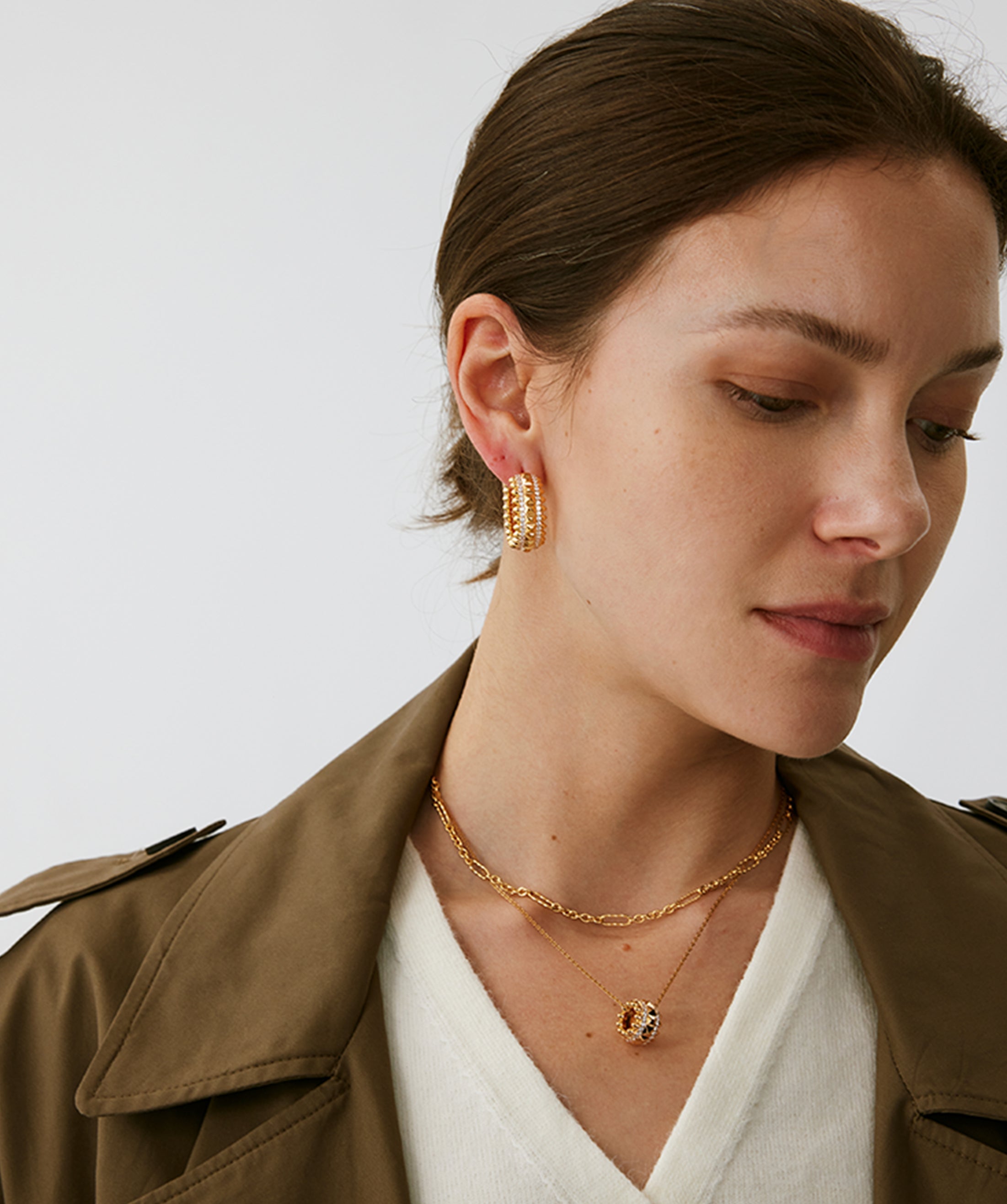 Rock Gemstone Spike Hoop Earrings | Gold-Plated Statement Hoops – MaiaMina