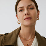 Rock Gemstone Spike Hoop Earrings | Gold-Plated Statement Hoops – MaiaMina