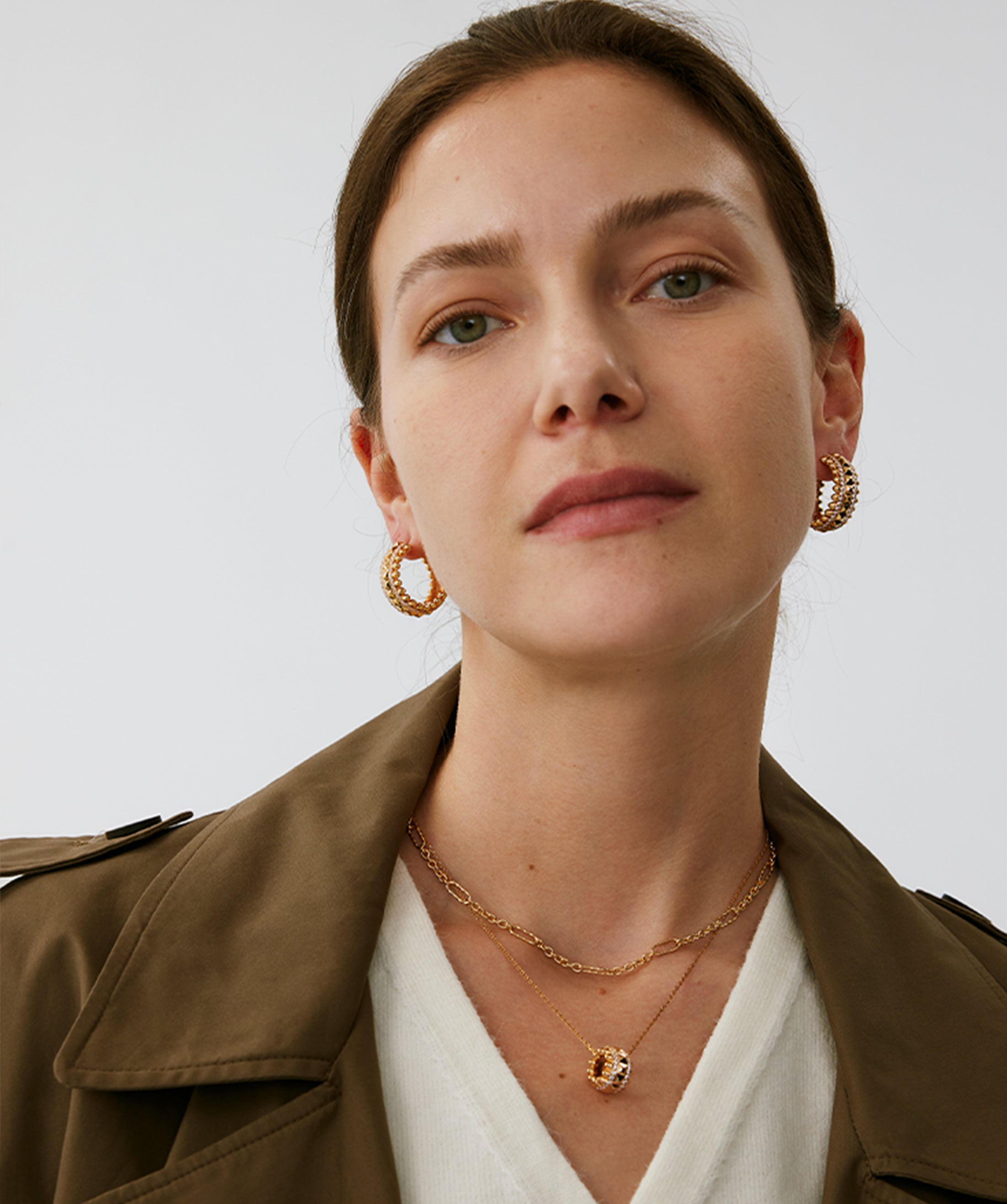 Rock Gemstone Spike Hoop Earrings | Gold-Plated Statement Hoops โ MaiaMina