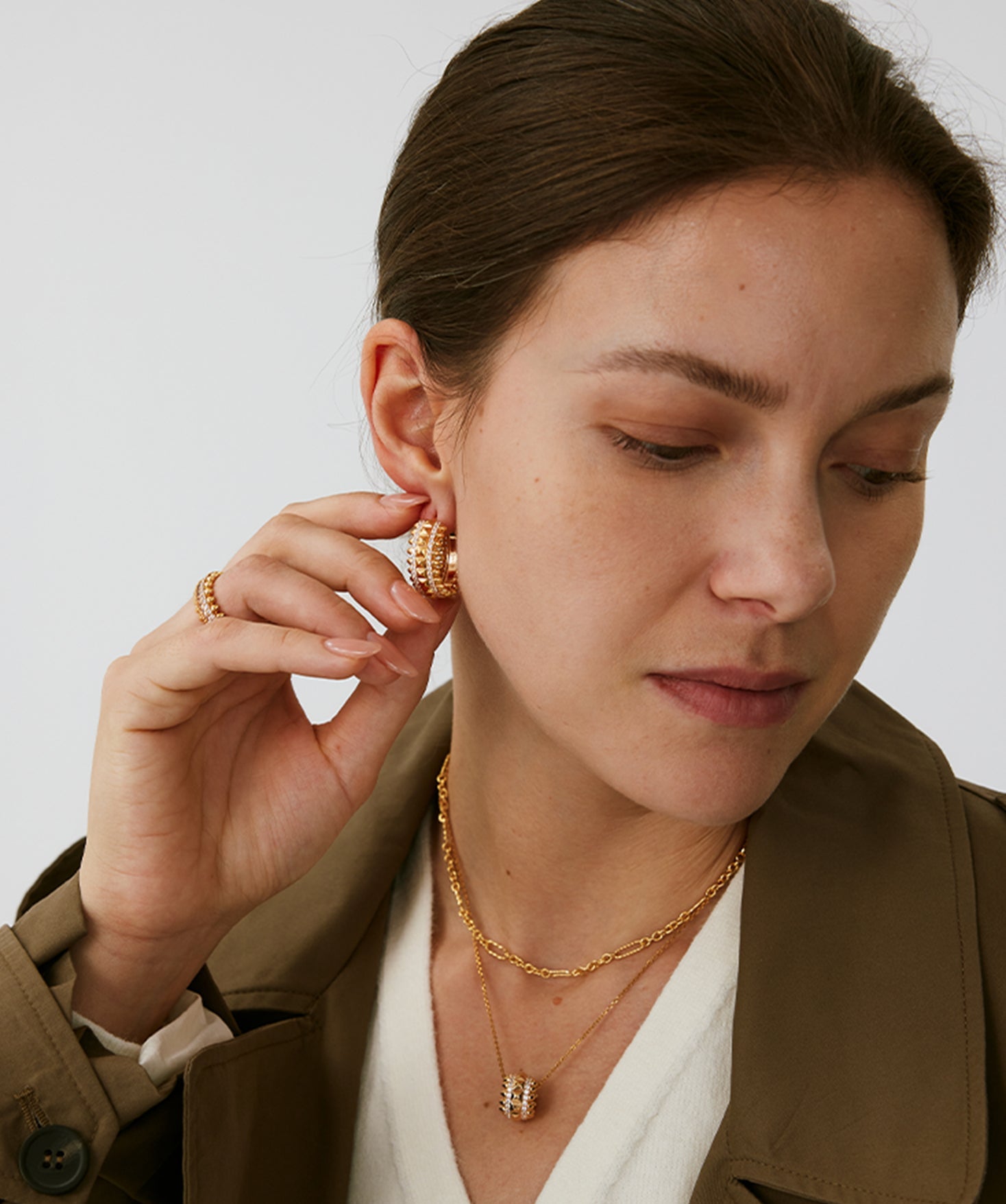 Rock Gemstone Spike Hoop Earrings | Gold-Plated Statement Hoops – MaiaMina