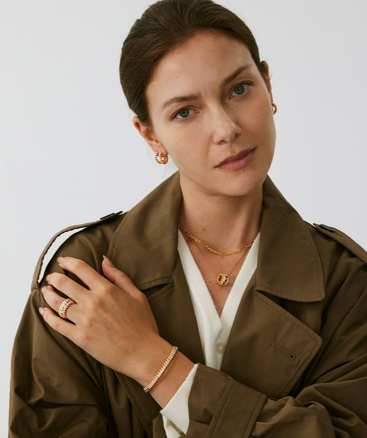 Rock Spike Bangle Bracelet in Gold Vermeil with Zircon – MaiaMina