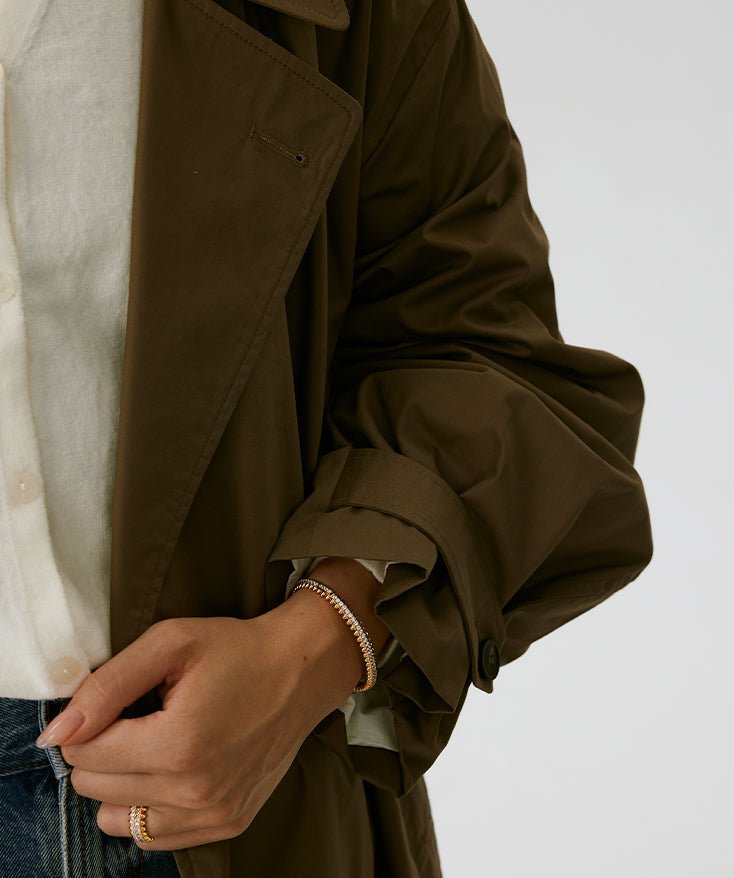 Rock Spike Bangle Bracelet in Gold Vermeil with Zircon โ MaiaMina