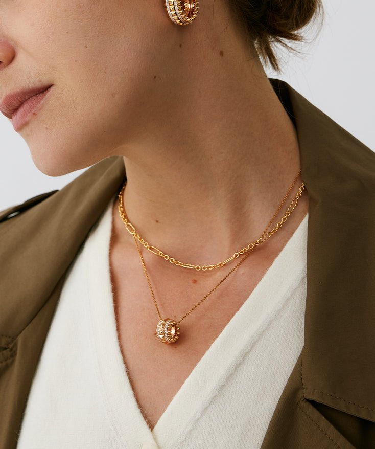 Gold Vermeil Spike Roller Pendant Necklace with Gemstones โ MaiaMina