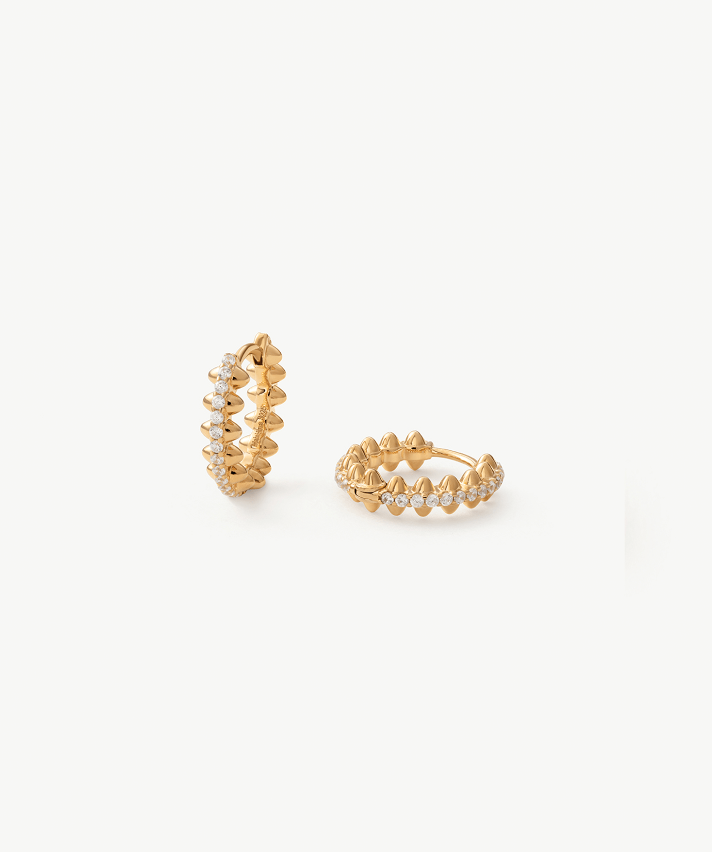 Gold Vermeil Spike Hoop Earrings with Gemstone Pave โ MaiaMina