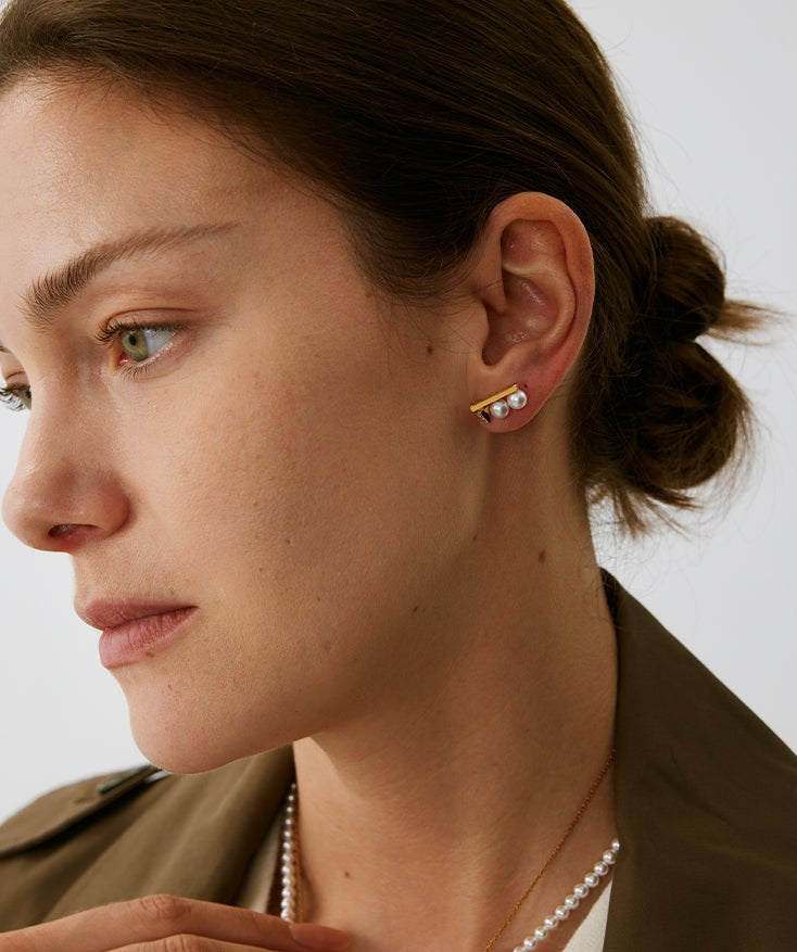 Rock Pearl Spike Stud Earrings | Gold Vermeil Pearl & Zircon Studs – MaiaMina