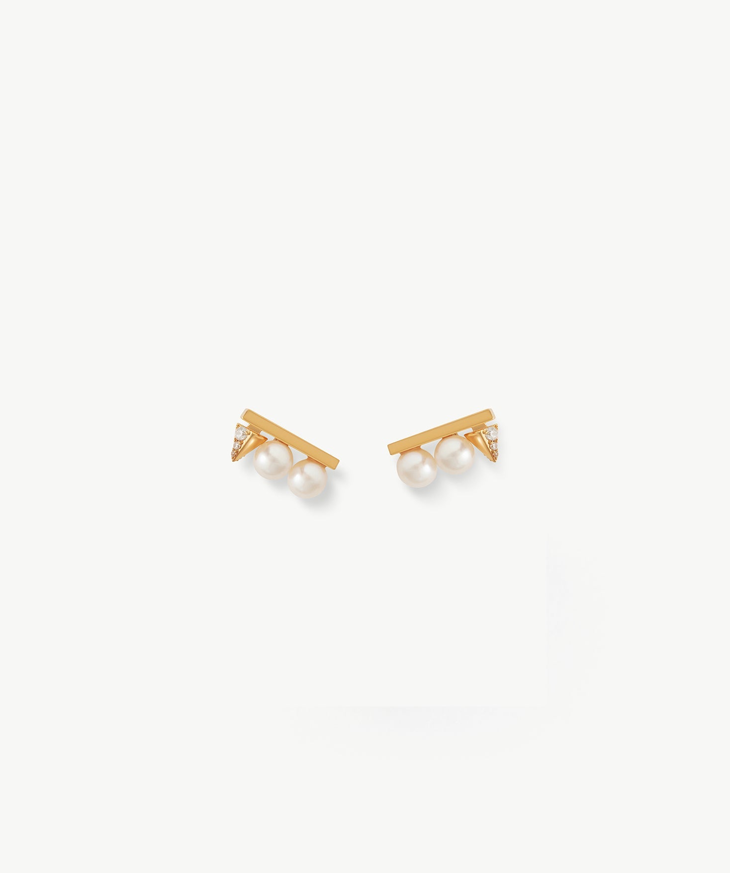 Rock Pearl Spike Stud Earrings | Gold Vermeil Pearl & Zircon Studs – MaiaMina