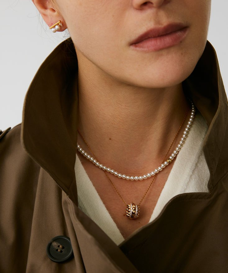 Rock Pearl Spike Stud Earrings | Gold Vermeil Pearl & Zircon Studs – MaiaMina