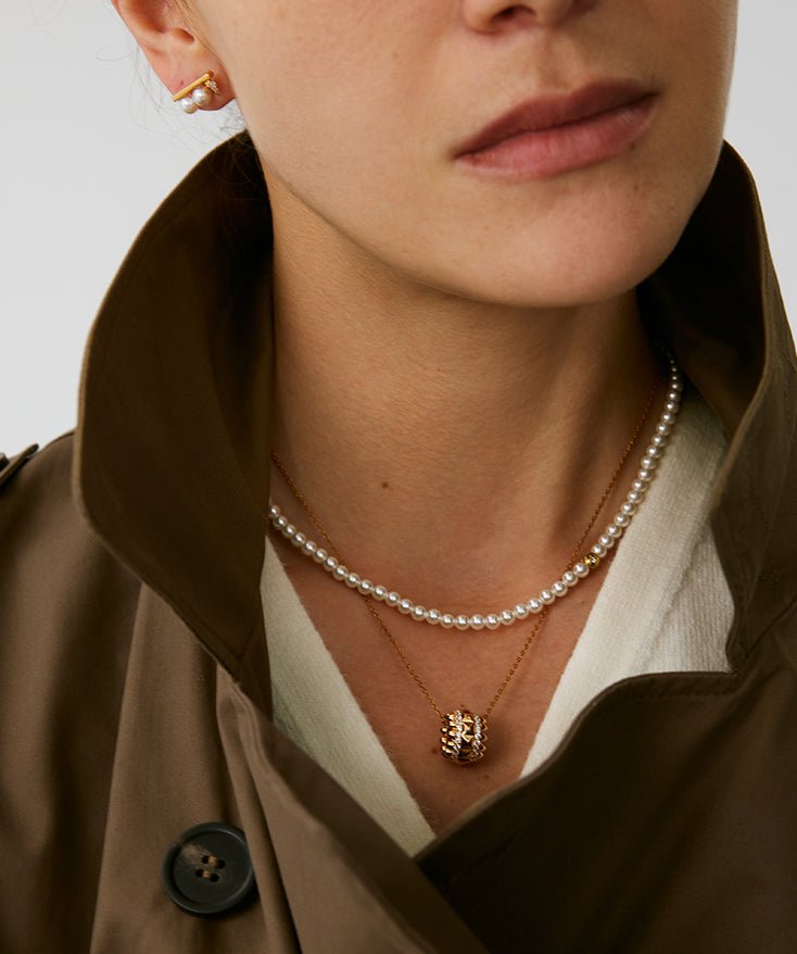 Rock Pearl Spike Stud Earrings | Gold Vermeil Pearl & Zircon Studs โ MaiaMina