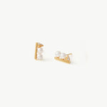 Rock Pearl Spike Stud Earrings | Gold Vermeil Pearl & Zircon Studs – MaiaMina