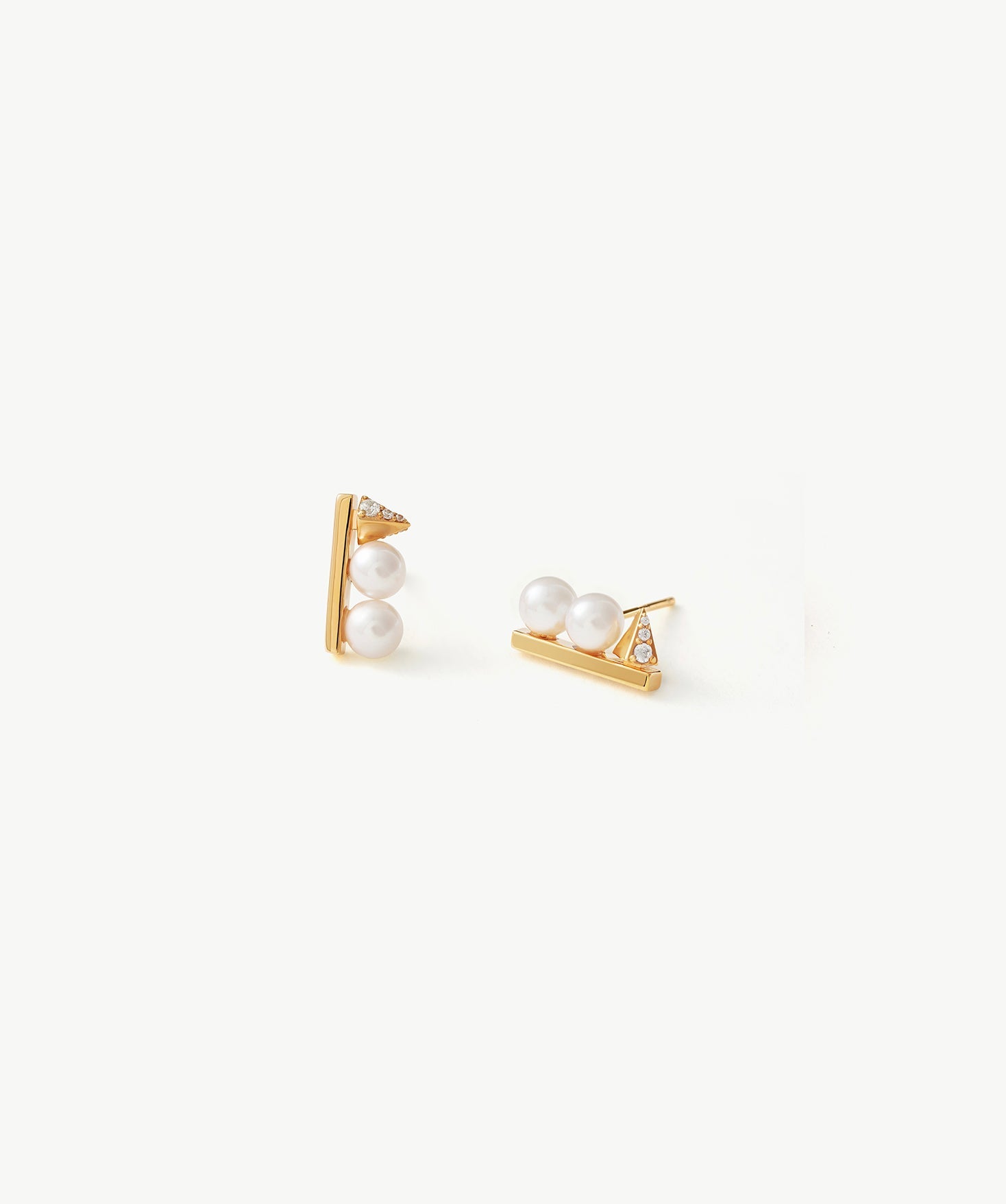 Rock Pearl Spike Stud Earrings | Gold Vermeil Pearl & Zircon Studs โ MaiaMina