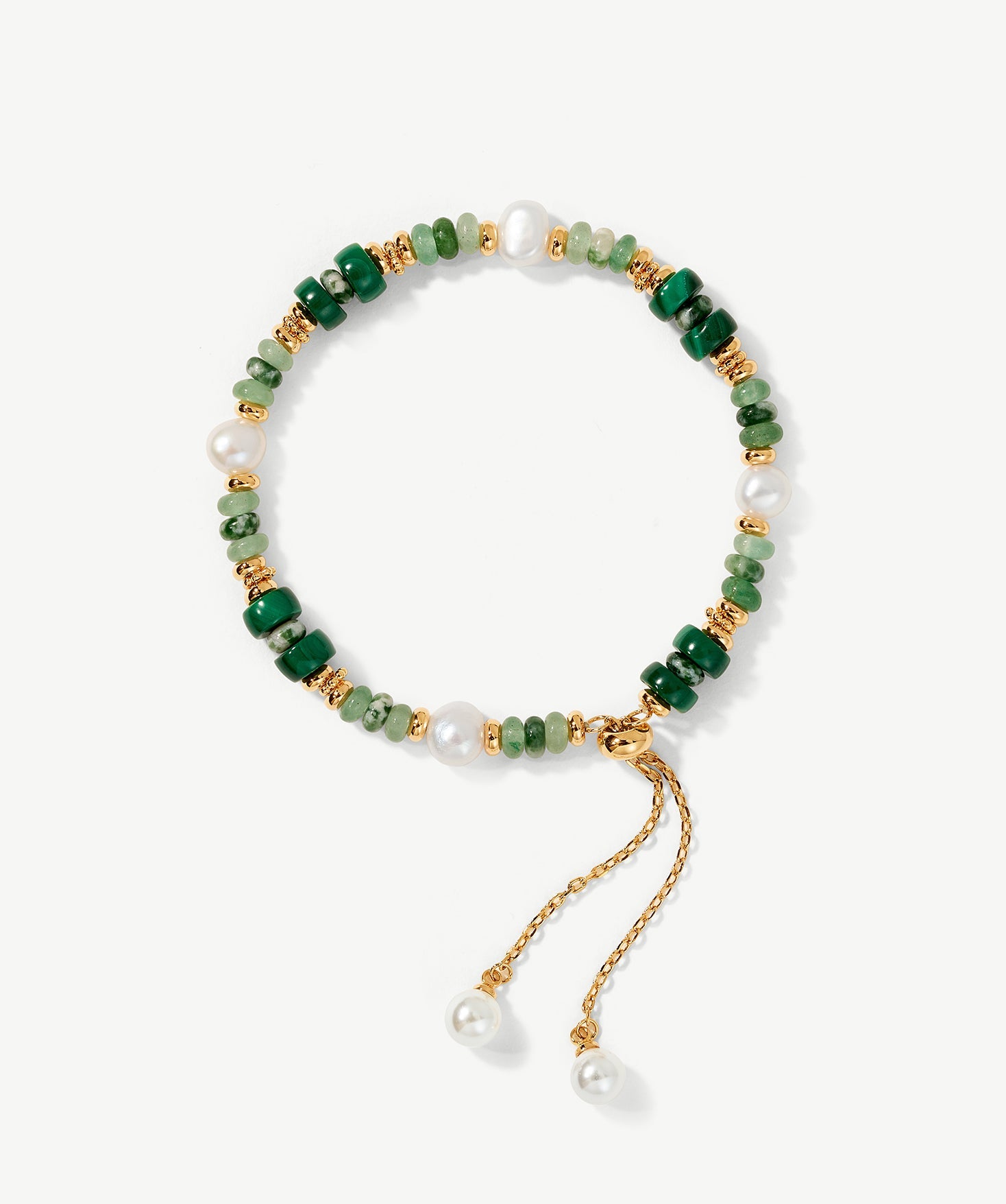 Malachite and Pearl Green Beaded Bracelet - MaiaMina