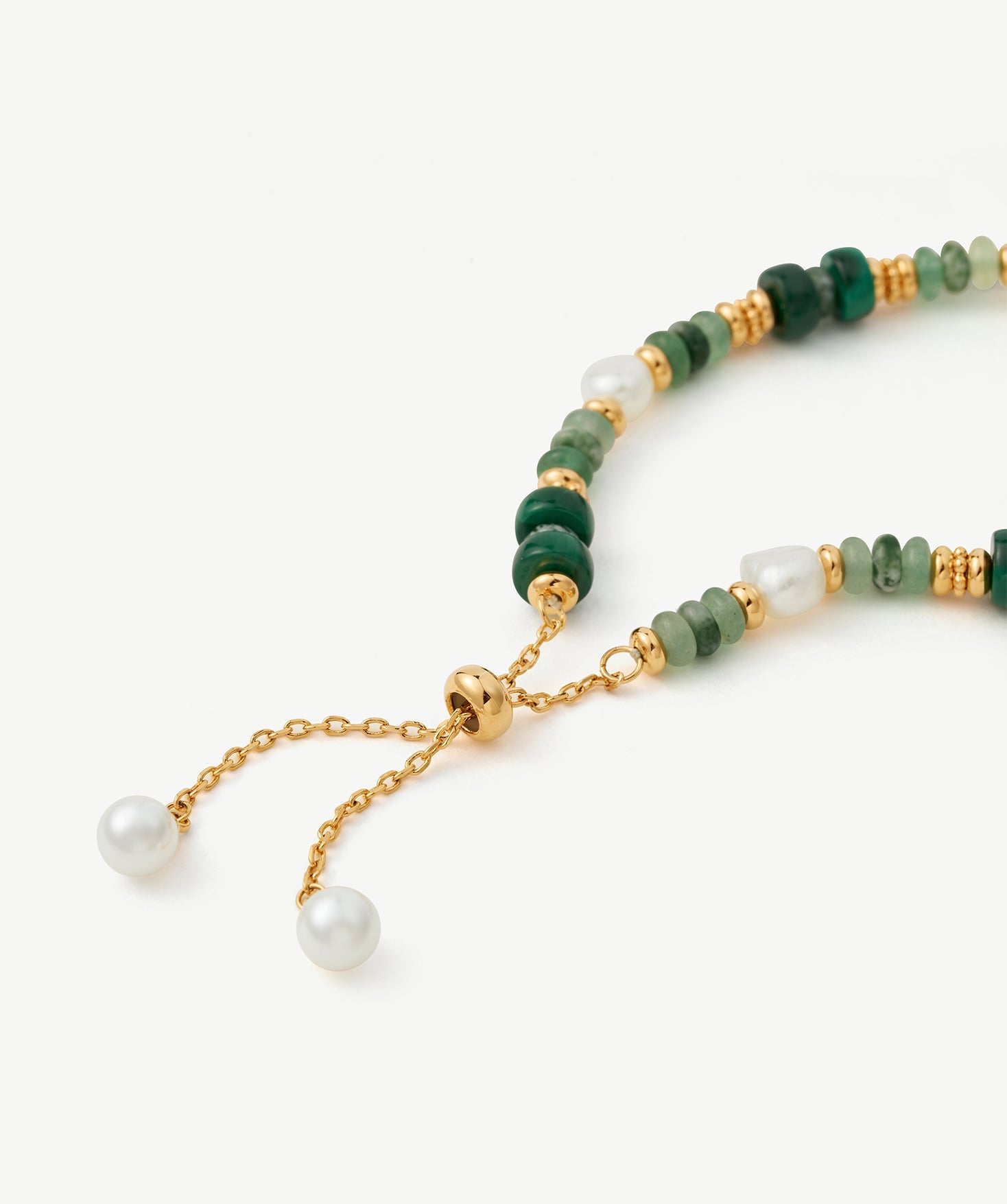 Malachite and Pearl Green Beaded Bracelet - MaiaMina