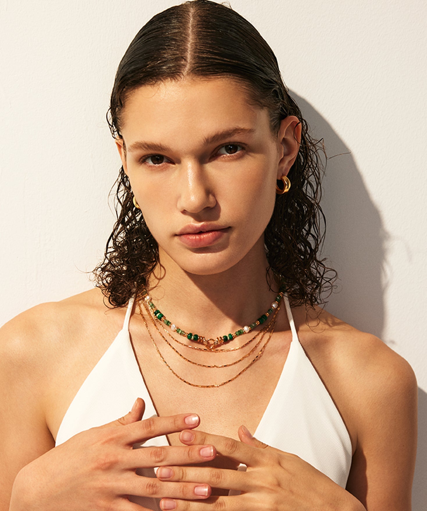 Gemstone Beaded Snake Pendant Necklace – 18K Gold Vermeil Jewelry | MaiaMina