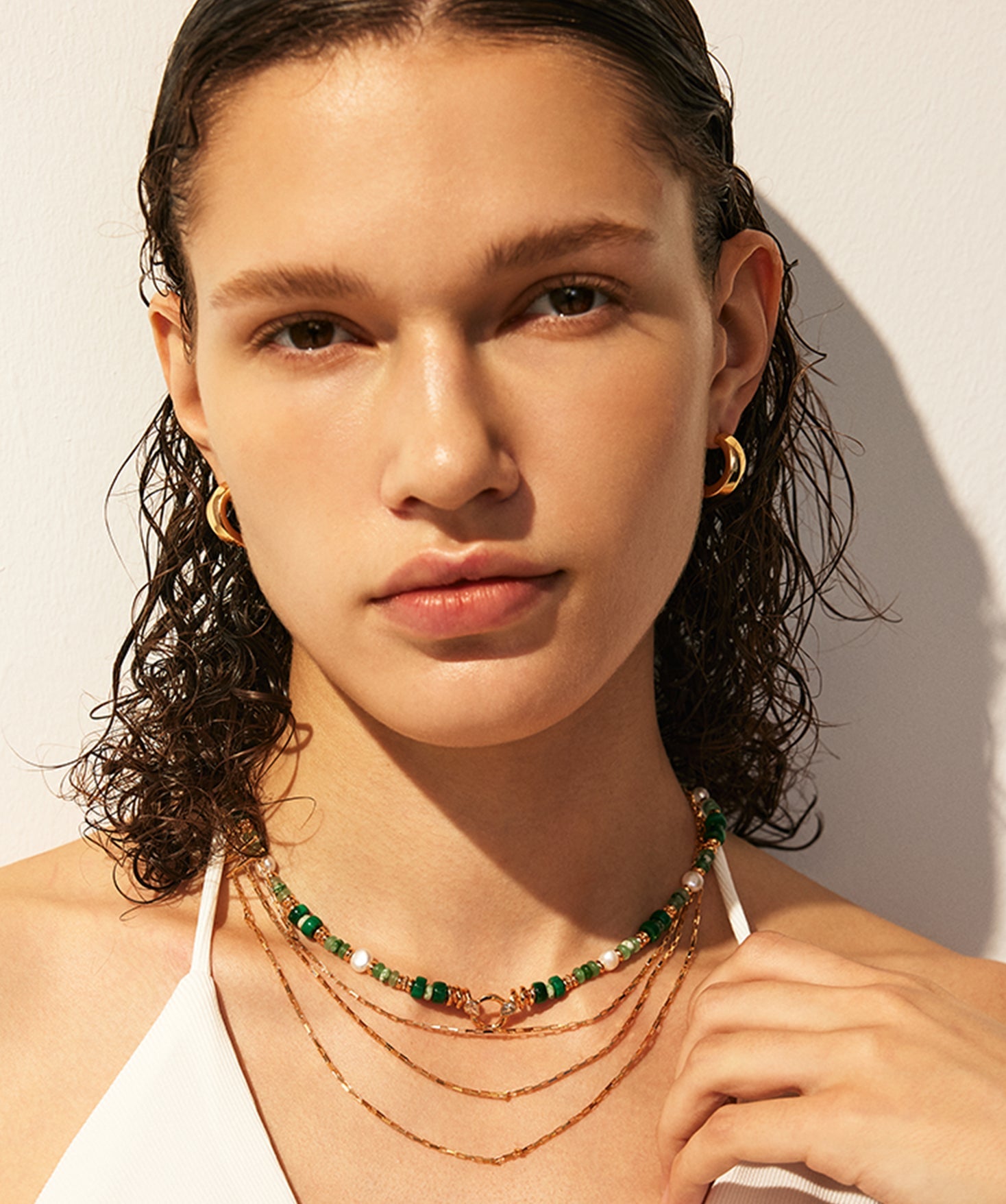 Gemstone Beaded Snake Pendant Necklace – 18K Gold Vermeil Jewelry | MaiaMina