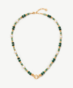 Gemstone Beaded Snake Pendant Necklace – 18K Gold Vermeil Jewelry | MaiaMina