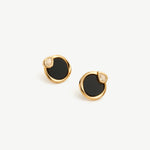 Black Onyx Snake Stud Earrings - 18K Gold Plated Jewelry | MaiaMina