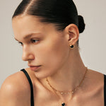 Black Onyx Snake Stud Earrings - 18K Gold Plated Jewelry | MaiaMina