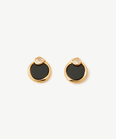 Black Onyx Snake Stud Earrings - 18K Gold Plated Jewelry | MaiaMina