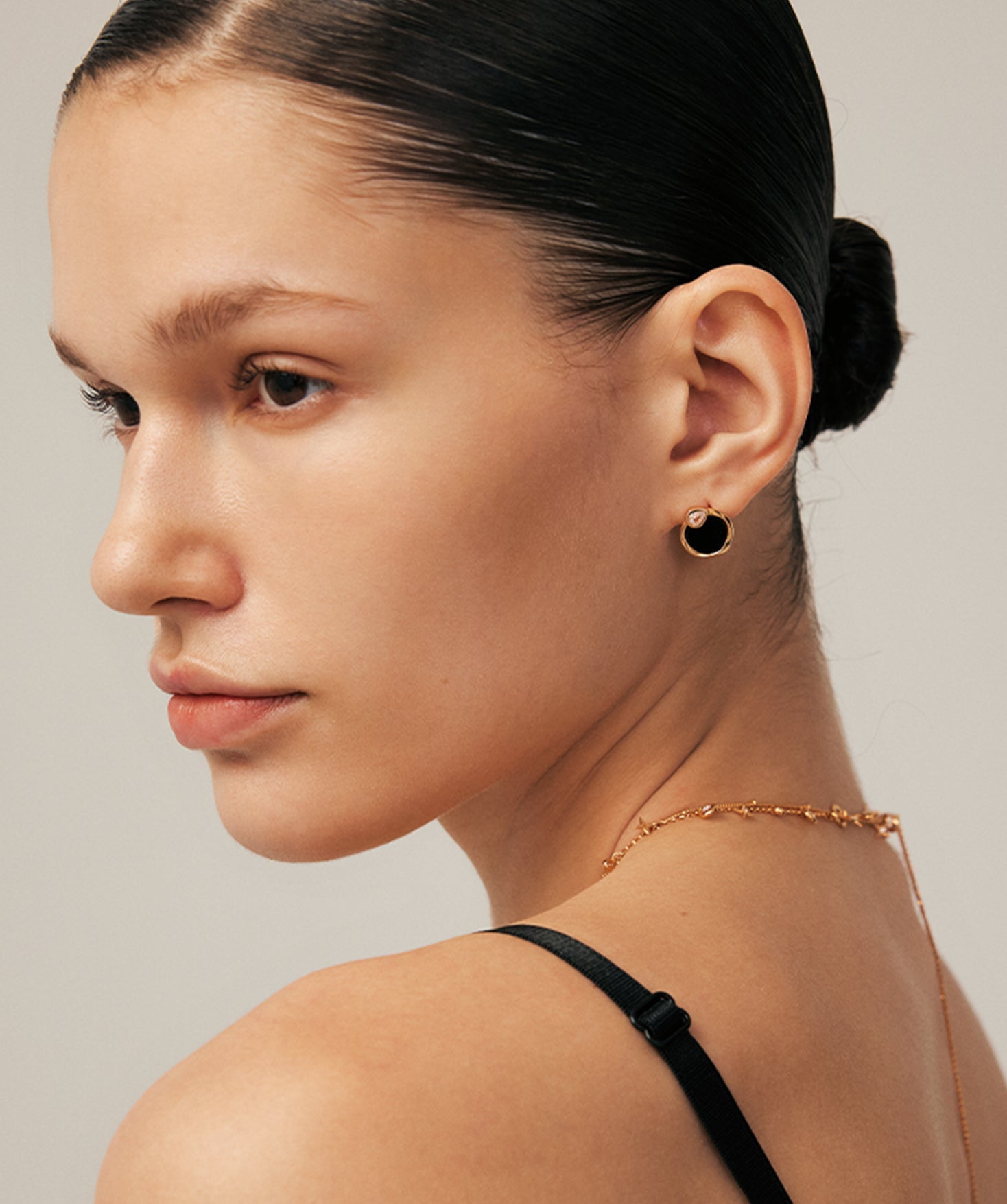 Black Onyx Snake Stud Earrings - 18K Gold Plated Jewelry | MaiaMina