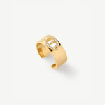 18K Gold Plated Mariner Adjustable Band Ring with Pave Diamonds – Genderless Nautical Design | MaiaMina