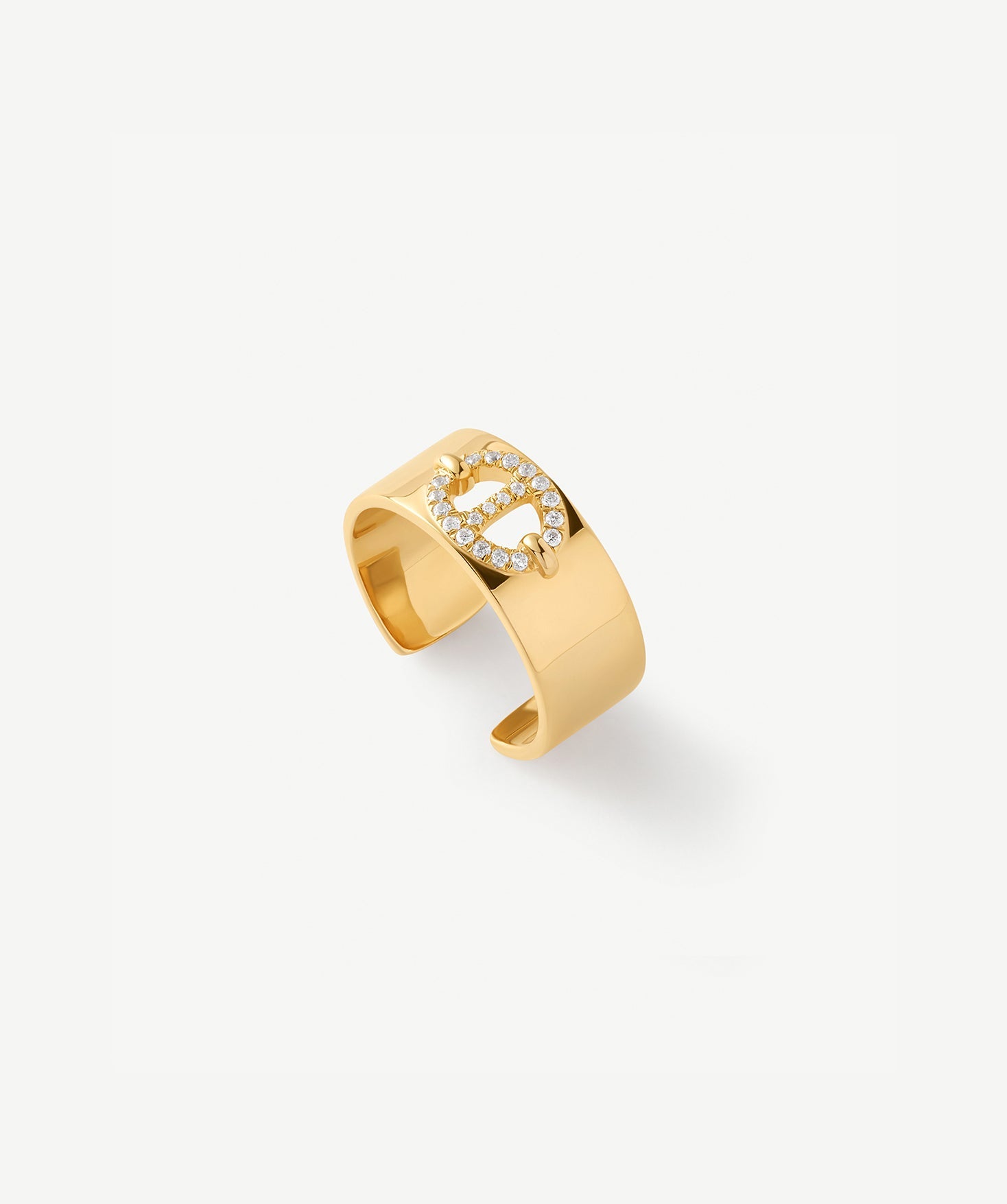 18K Gold Plated Mariner Adjustable Band Ring with Pave Diamonds – Genderless Nautical Design | MaiaMina