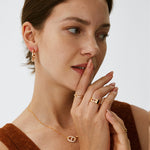 18K Gold Plated Mariner Adjustable Band Ring with Pave Diamonds – Genderless Nautical Design | MaiaMina