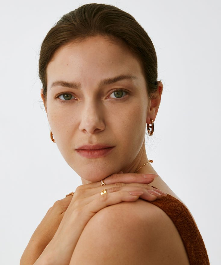 18K Gold Plated Mariner Hoop Earrings with Pave Diamonds – Contemporary Nautical Jewelry | MaiaMina
