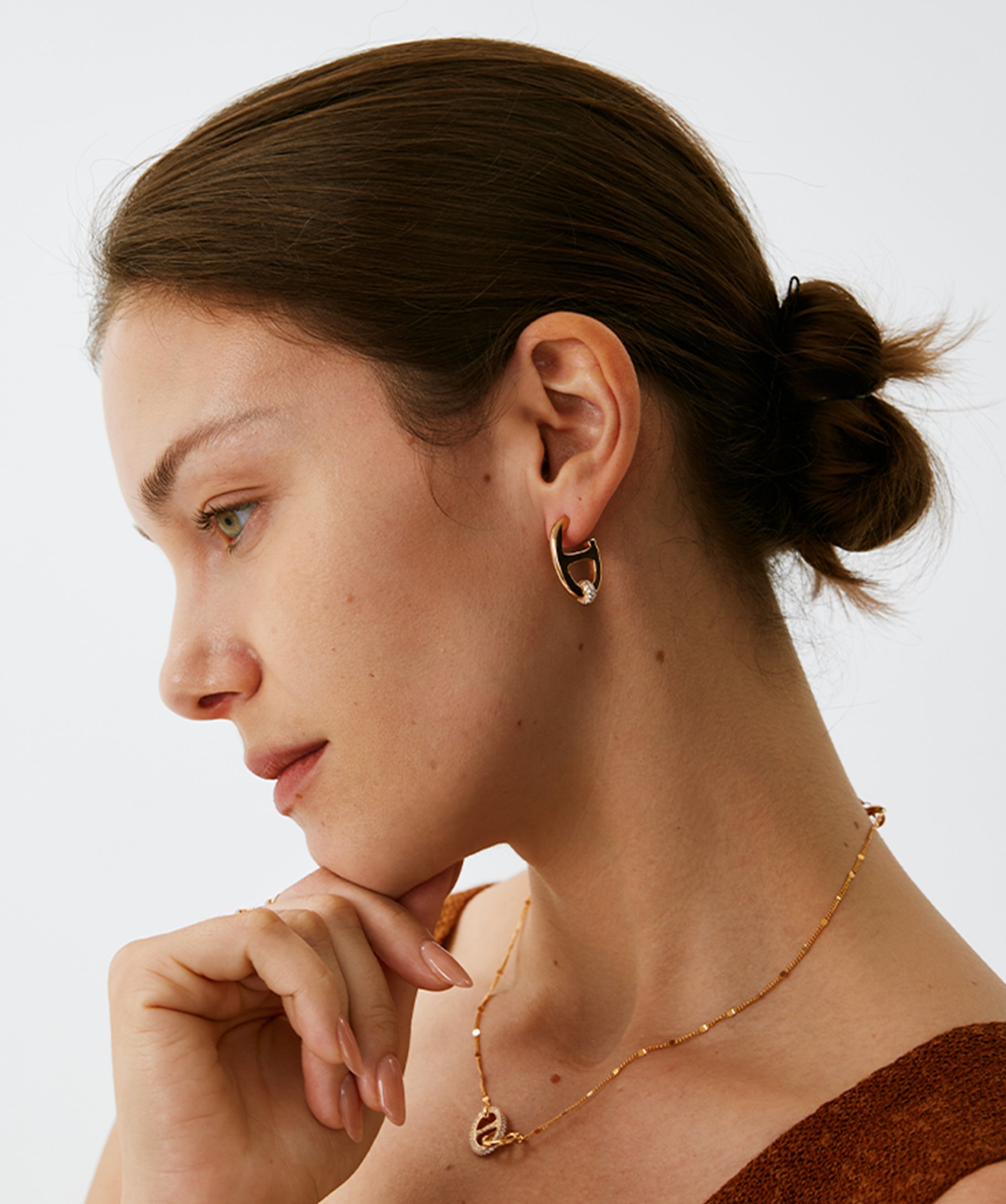 18K Gold Plated Mariner Hoop Earrings with Pave Diamonds – Contemporary Nautical Jewelry | MaiaMina