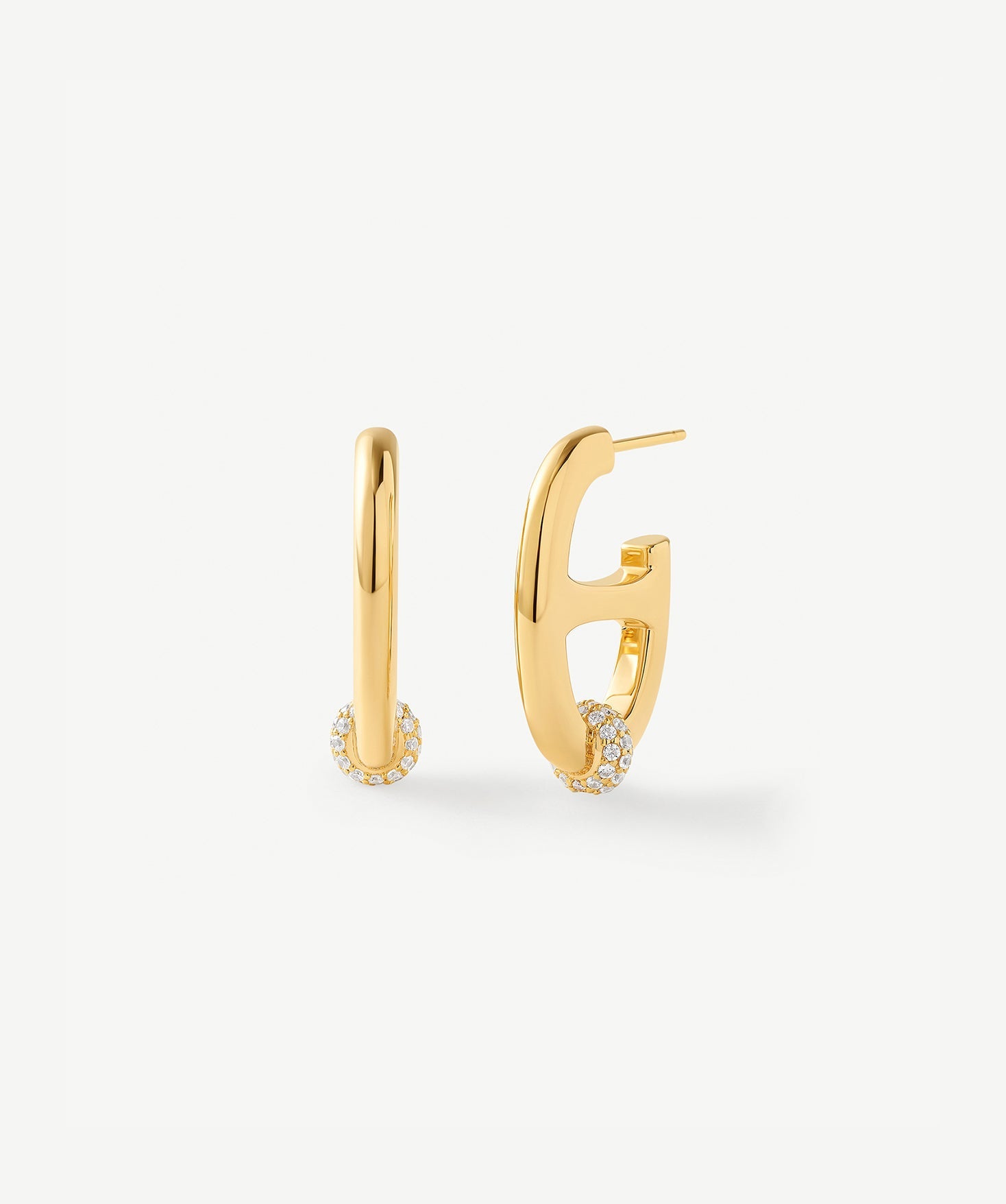 18K Gold Plated Mariner Hoop Earrings with Pave Diamonds – Contemporary Nautical Jewelry | MaiaMina