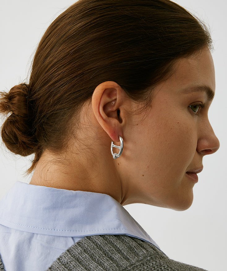925 Sterling Silver Mariner Hoop Earrings with Pave Diamonds – Contemporary Nautical Jewelry | MaiaMina