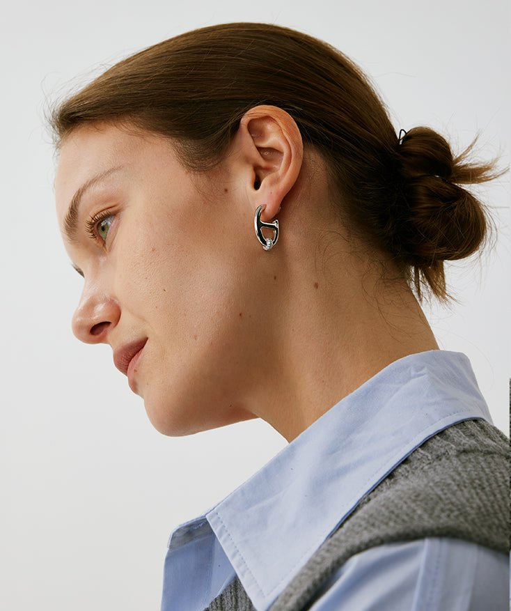 925 Sterling Silver Mariner Hoop Earrings with Pave Diamonds – Contemporary Nautical Jewelry | MaiaMina