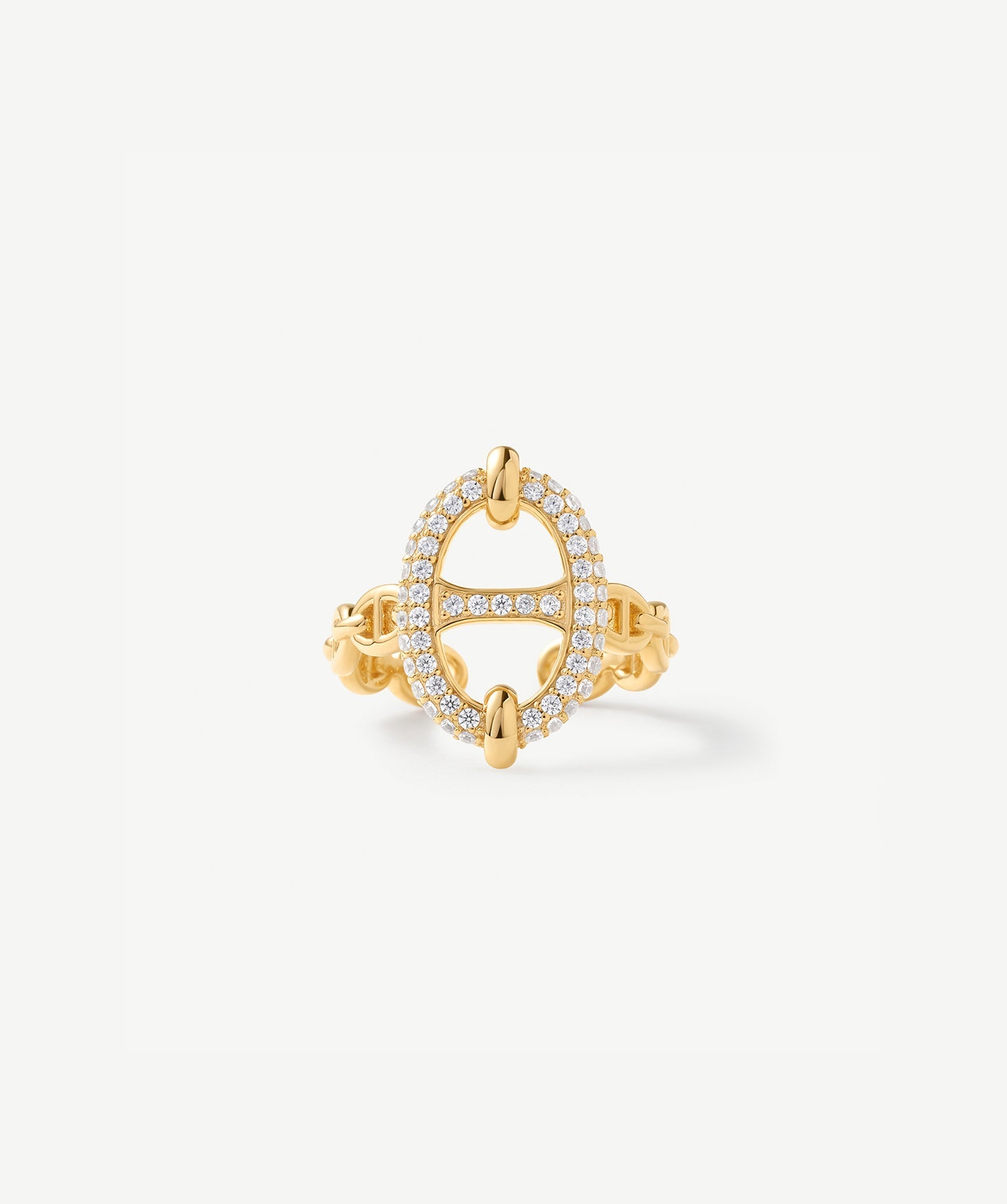 18K Gold Plated Pave Mariner Chain Adjustable Ring – Symbol of Strength & Courage | MaiaMina