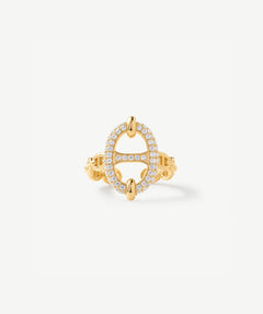 18K Gold Plated Pave Mariner Chain Adjustable Ring – Symbol of Strength & Courage | MaiaMina