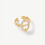 18K Gold Plated Pave Mariner Chain Adjustable Ring – Symbol of Strength & Courage | MaiaMina