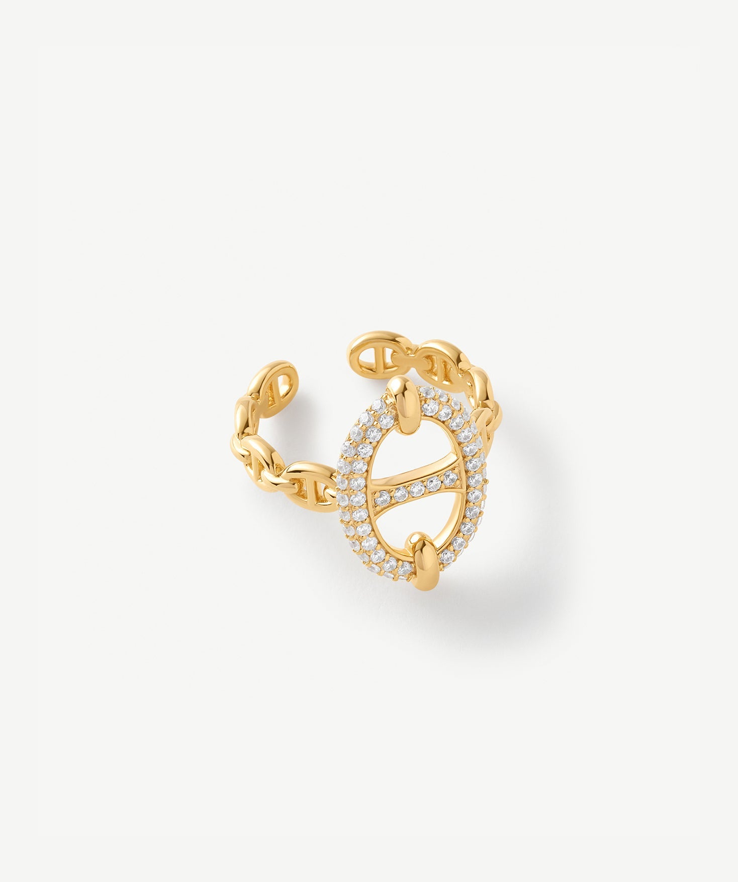 18K Gold Plated Pave Mariner Chain Adjustable Ring – Symbol of Strength & Courage | MaiaMina