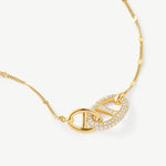 18K Gold Plated Pave Mariner Interlocking Pendant Necklace – Elegant Geometric Jewelry | MaiaMina