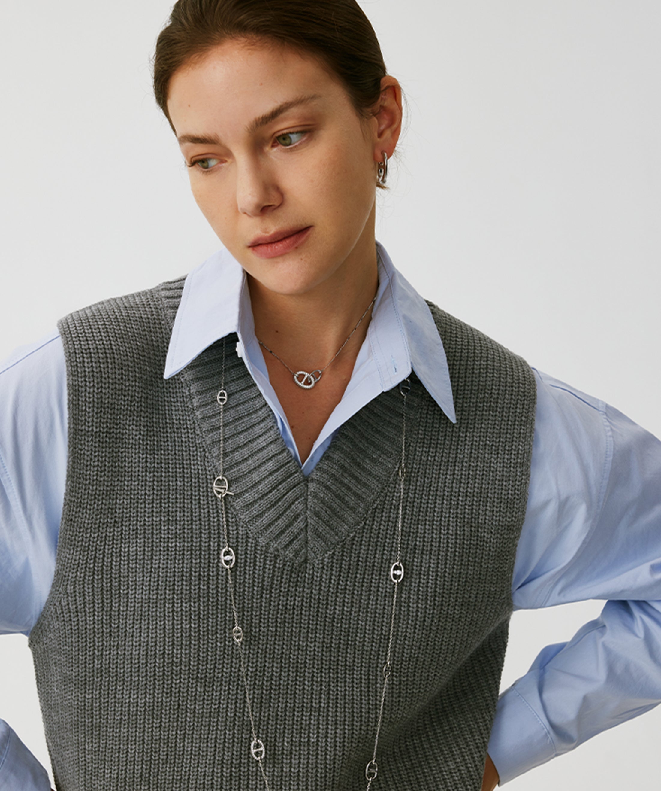 925 Sterling Silver Pave Mariner Interlocking Pendant Necklace – Elegant Geometric Jewelry | MaiaMina