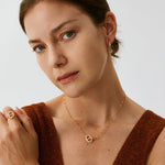 18K Gold Plated Pave Mariner Interlocking Pendant Necklace – Elegant Geometric Jewelry | MaiaMina