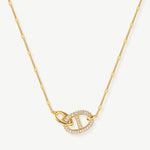 18K Gold Plated Pave Mariner Interlocking Pendant Necklace – Elegant Geometric Jewelry | MaiaMina