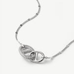 925 Sterling Silver Pave Mariner Interlocking Pendant Necklace – Elegant Geometric Jewelry | MaiaMina