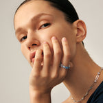 Gemstone Eternity Band Ring in Sterling Silver with Blue & Purple Gradient Stones – Wilda Collection | MaiaMina