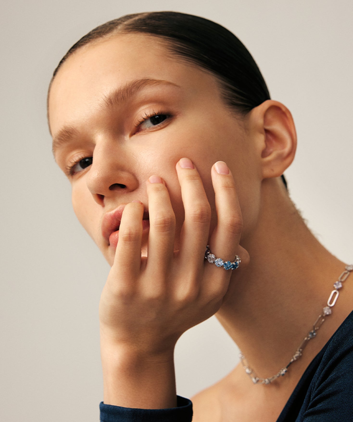 Gemstone Eternity Band Ring in Sterling Silver with Blue & Purple Gradient Stones – Wilda Collection | MaiaMina