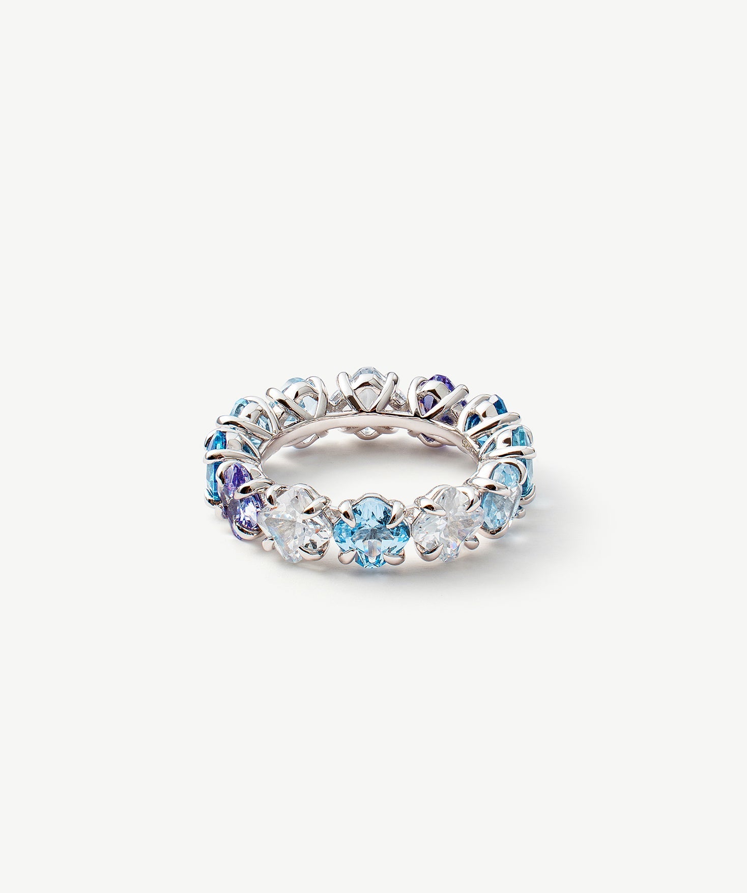 Gemstone Eternity Band Ring in Sterling Silver with Blue & Purple Gradient Stones – Wilda Collection | MaiaMina