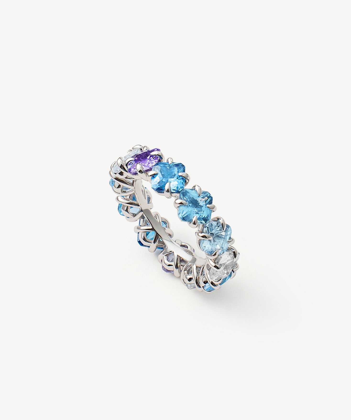 Gemstone Eternity Band Ring in Sterling Silver with Blue & Purple Gradient Stones – Wilda Collection | MaiaMina