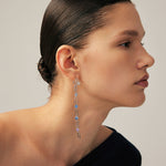 Mismatched Drop Earrings in Rhodium with Gradient Blue Purple Gemstones – Wilda Collection | MaiaMina