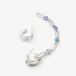 Mismatched Drop Earrings in Rhodium with Gradient Blue Purple Gemstones – Wilda Collection | MaiaMina
