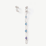 Mismatched Drop Earrings in Rhodium with Gradient Blue Purple Gemstones – Wilda Collection | MaiaMina