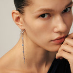 Mismatched Drop Earrings in Rhodium with Gradient Blue Purple Gemstones – Wilda Collection | MaiaMina