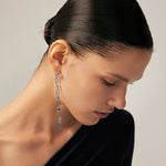 Mismatched Drop Earrings in Rhodium with Gradient Blue Purple Gemstones – Wilda Collection | MaiaMina